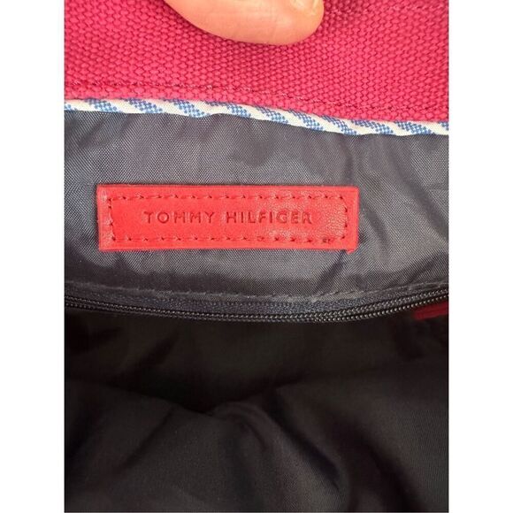 Vintage Tommy Hilfiger Canvas Tote Watermelon Pink Green Y2K Bag - Picture 3 of 8